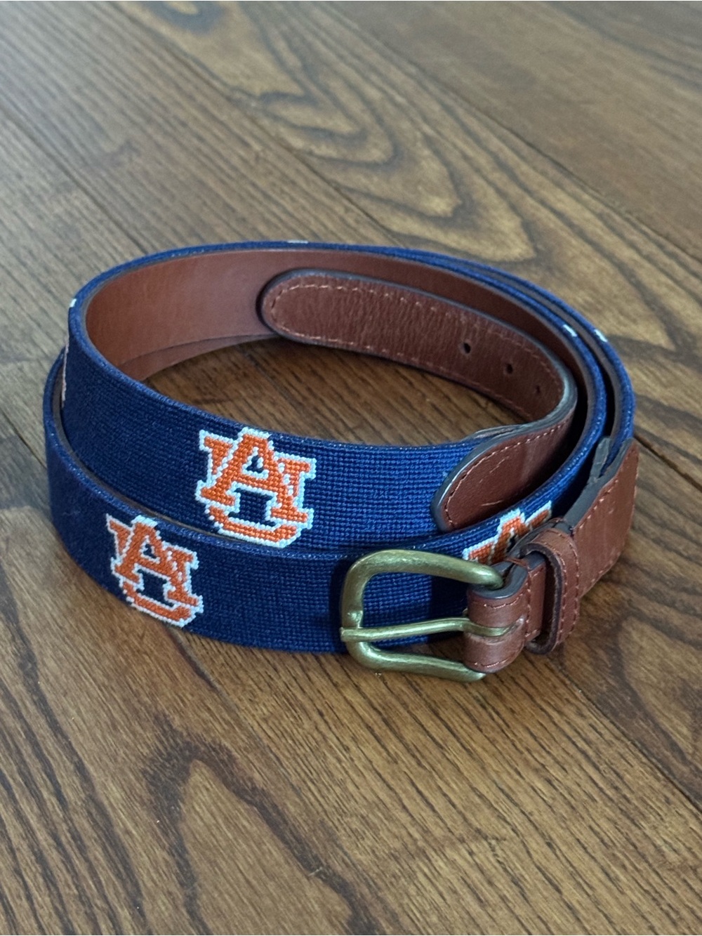 Smathers and Branson Auburn Navy Blue Needlepoint Belt